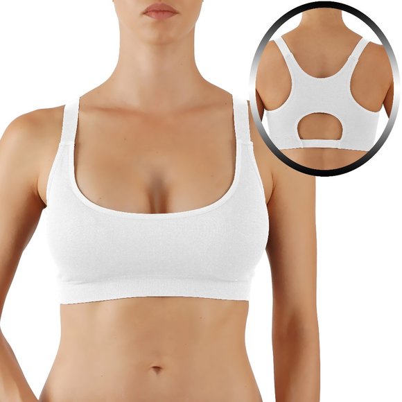Mono B Tops - Sports Bra Yoga Top Solid-Colored Racerback